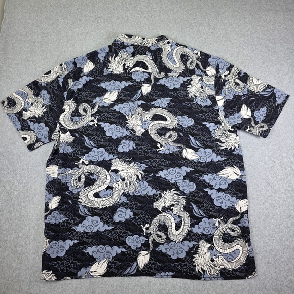 Fresh‎ Prints Dragon Button Up Shirt Men's 4XL Black Asian Style Graphic Print - Picture 3 of 9